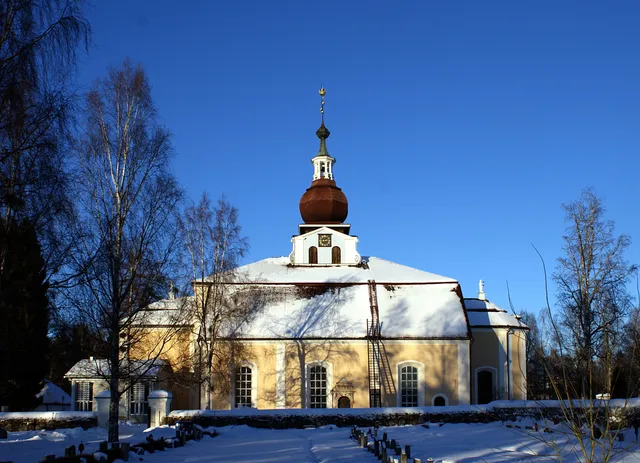 Leksands kyrka en vinterdag
